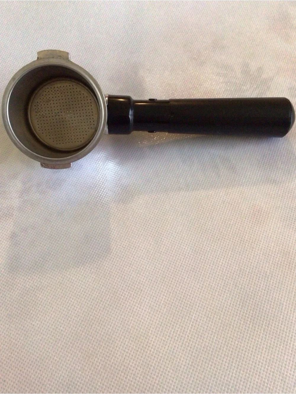 Black and Silver Portafilter and Filter Basket - Espresso Machine Accessory